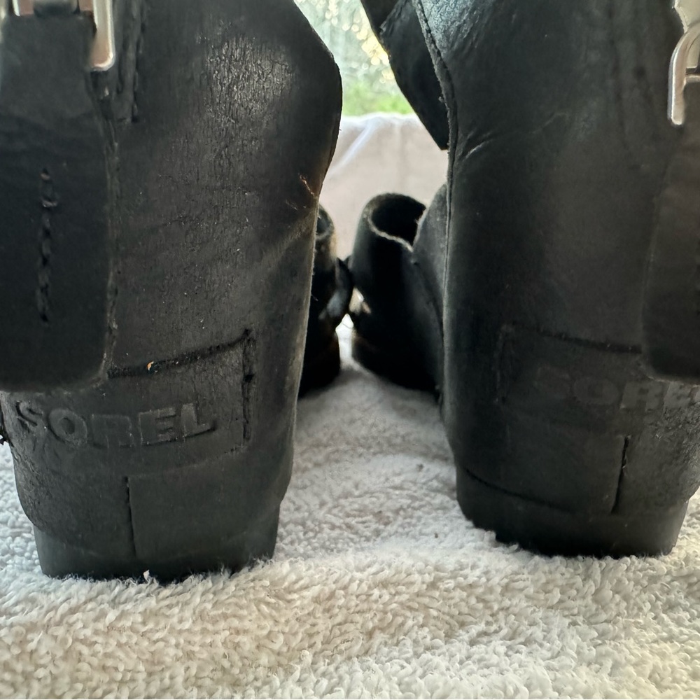 Sorel Joanie II Black Wedge Sandal women’s size 9.5 - Picture 5 of 7